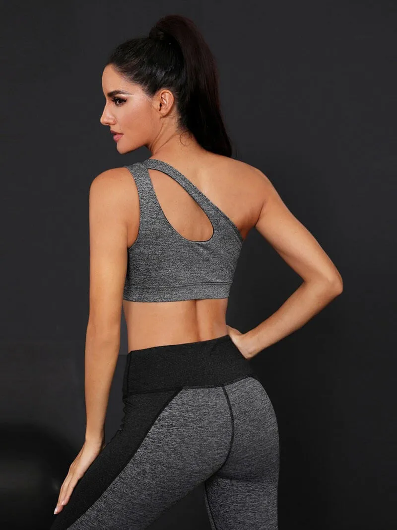 Stylish Women's One-shoulder Sports Bra for Fitness - SF0981