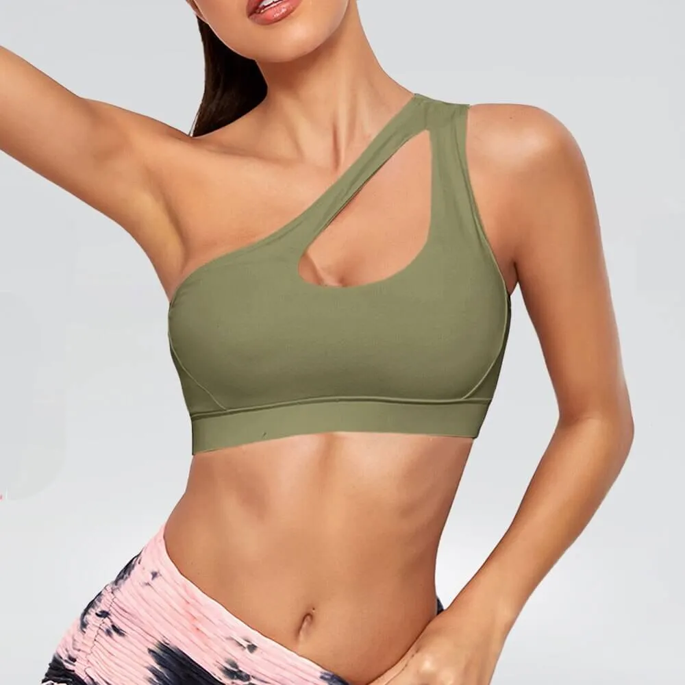 Stylish Women's One-shoulder Sports Bra for Fitness - SF0981