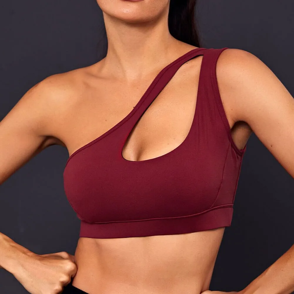 Stylish Women's One-shoulder Sports Bra for Fitness - SF0981