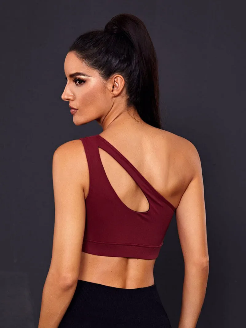 Stylish Women's One-shoulder Sports Bra for Fitness - SF0981