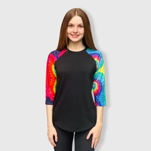 Tie Dye Neon Black Polyester Top