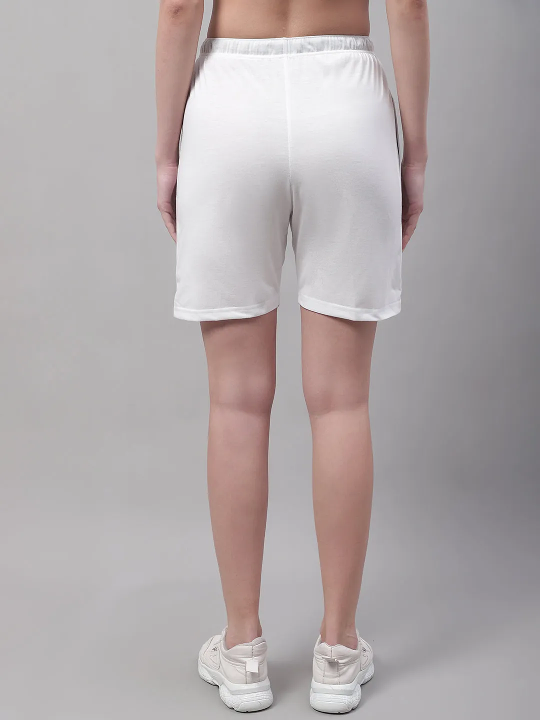 Vimal Jonney White Regular fit Cotton Shorts for Women