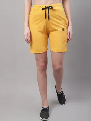 Vimal Jonney Yellow Regular fit Cotton Shorts for Women