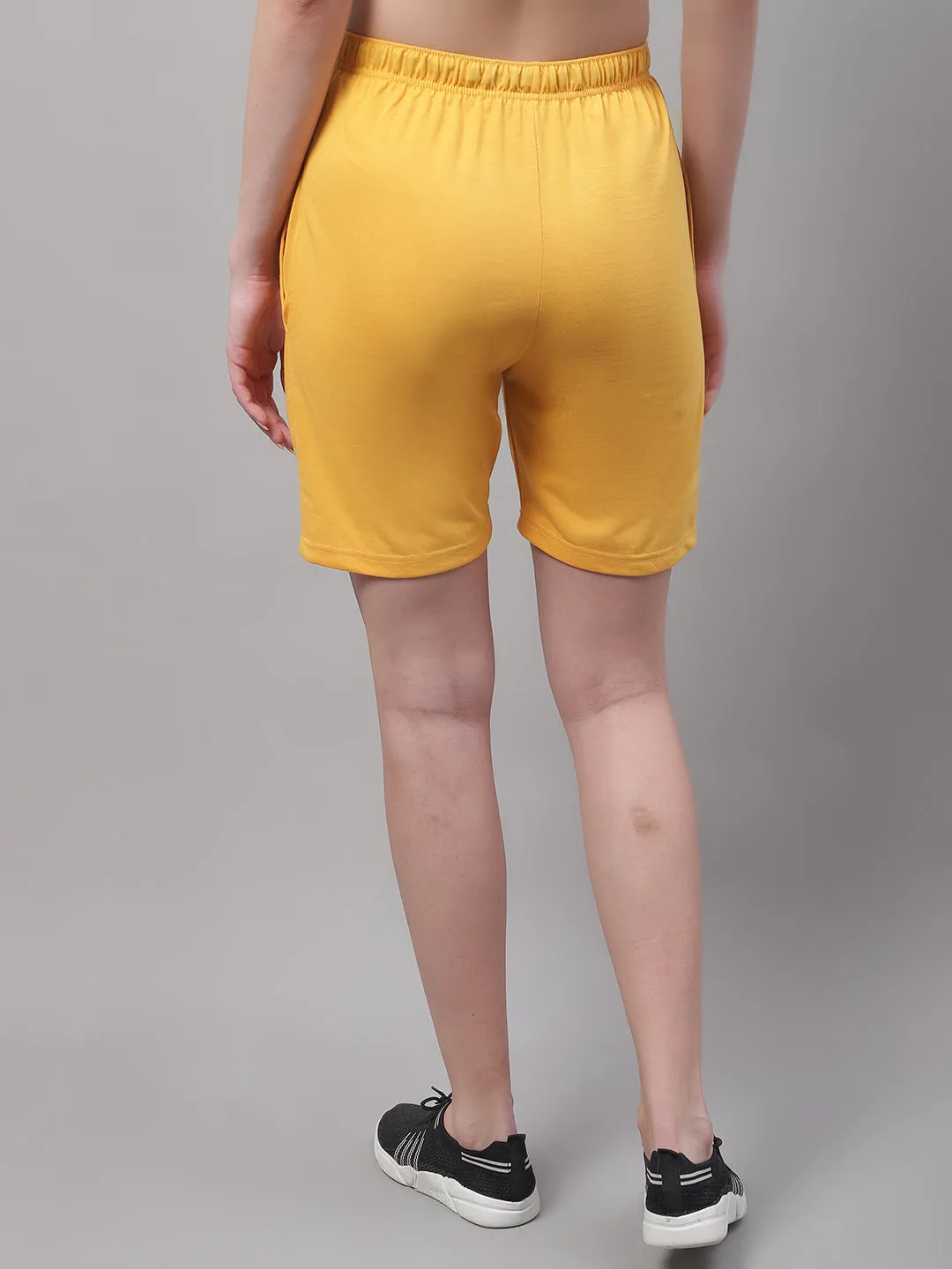 Vimal Jonney Yellow Regular fit Cotton Shorts for Women