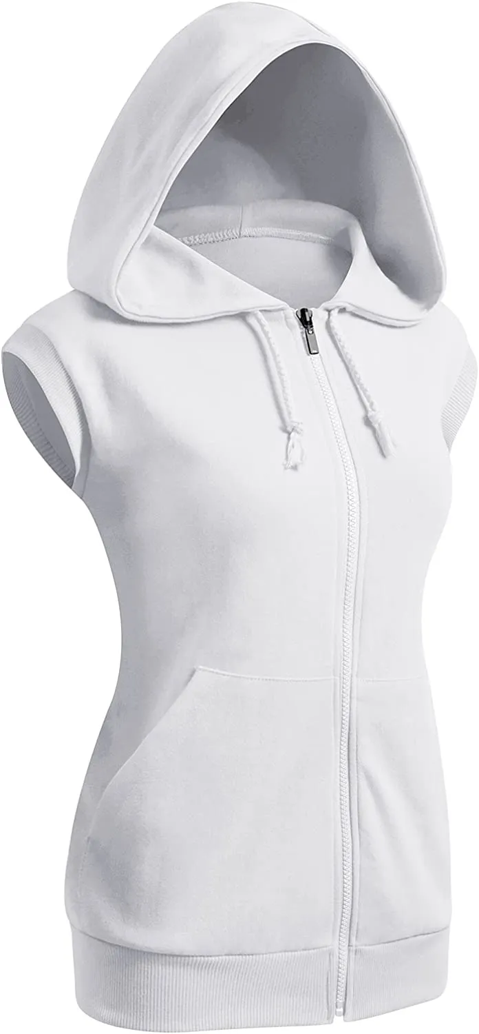 Wholesale Women's Short Sleeve Fleece Hoody Classic Drawstring Pullover