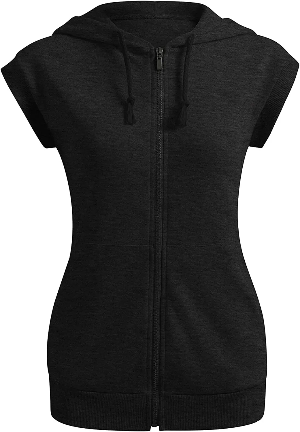 Wholesale Women's Short Sleeve Fleece Hoody Classic Drawstring Pullover