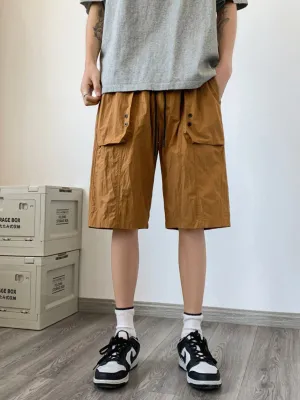 Wiaofellas  -  Men's Summer Fashion Loose Casual Cargo Shorts Male Thin Ice Silk Short Pants Men Solid Color Straight Sports Shorts G136