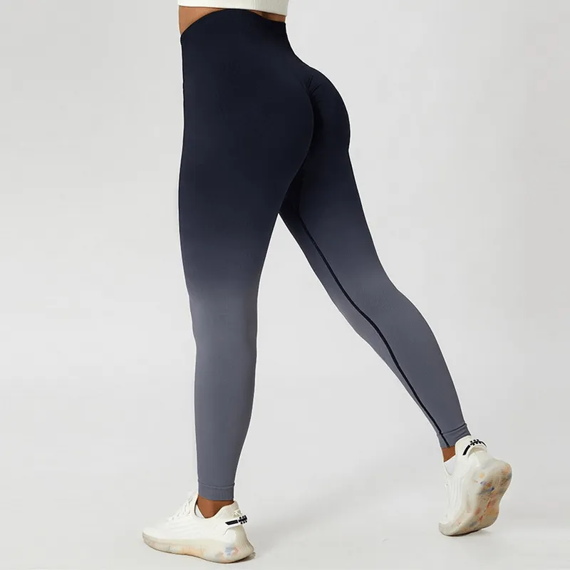 Women's Gradient Seamless Elastic High Waist Leggings for Yoga - SF1038