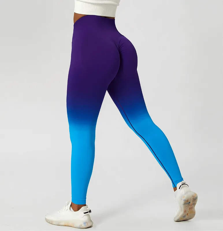 Women's Gradient Seamless Elastic High Waist Leggings for Yoga - SF1038