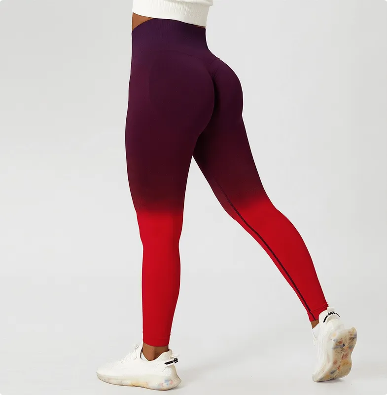 Women's Gradient Seamless Elastic High Waist Leggings for Yoga - SF1038