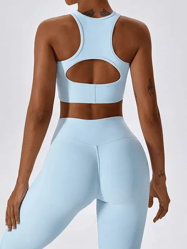 Women's Push-Up Sports Bra and Ribbed Cross Leggings - SF1722