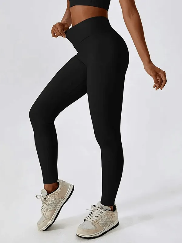 Women's Push-Up Sports Bra and Ribbed Cross Leggings - SF1722