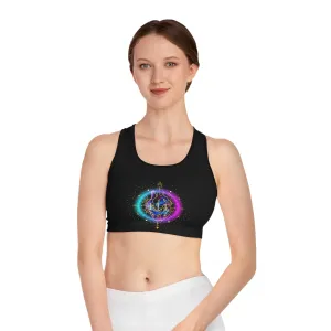 Yoga Spiritual Meditation Women Sports Bra - Sacred Heart 111 Angel Number